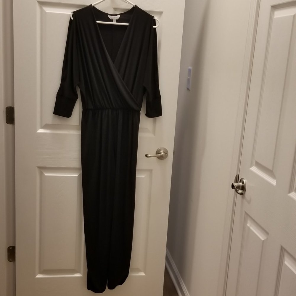 Charming Charlie Cold-Shoulder Black Jumpsuit Size S